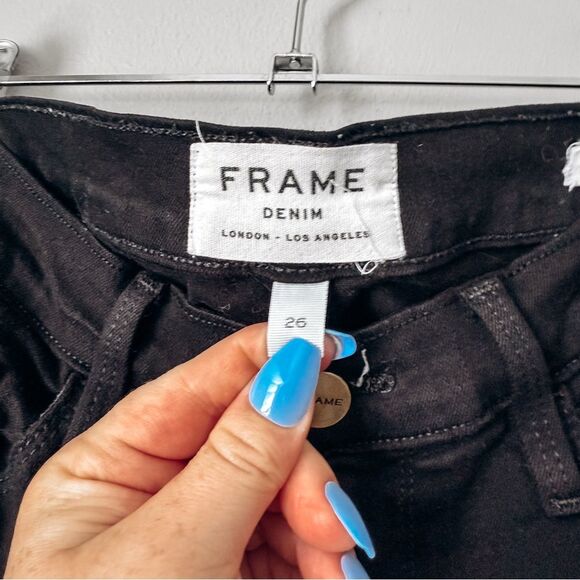 Frame Le Skinny De Jeanne Black Zipper Ankle Detail Size 26 - Picture 4 of 8